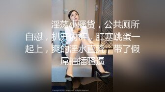 ❤️❤️淫荡小骚货，公共厕所自慰，扒开内裤，肛塞跳蛋一起上，爽的淫水直流，带了假屌抽插骚逼